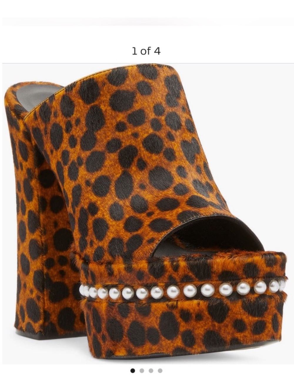 Stuart Weitzman NEW W BOX sky high faux pearl leopard platform sandals sz 8